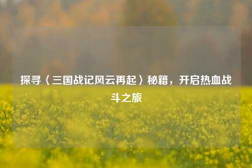 探寻〈三国战记风云再起〉秘籍，开启热血战斗之旅