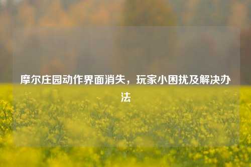 摩尔庄园动作界面消失，玩家小困扰及解决办法