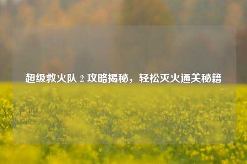 超级救火队 2 攻略揭秘，轻松灭火通关秘籍