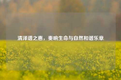 清泽谱之惠，奏响生命与自然和谐乐章
