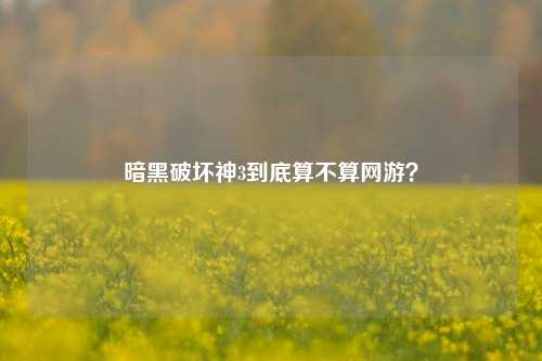 暗黑破坏神3到底算不算网游？